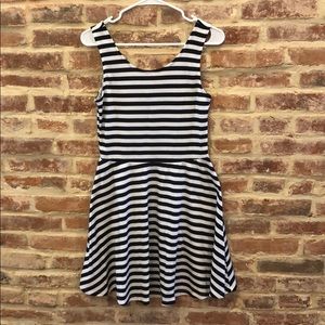 Navy and white striped tank top dress